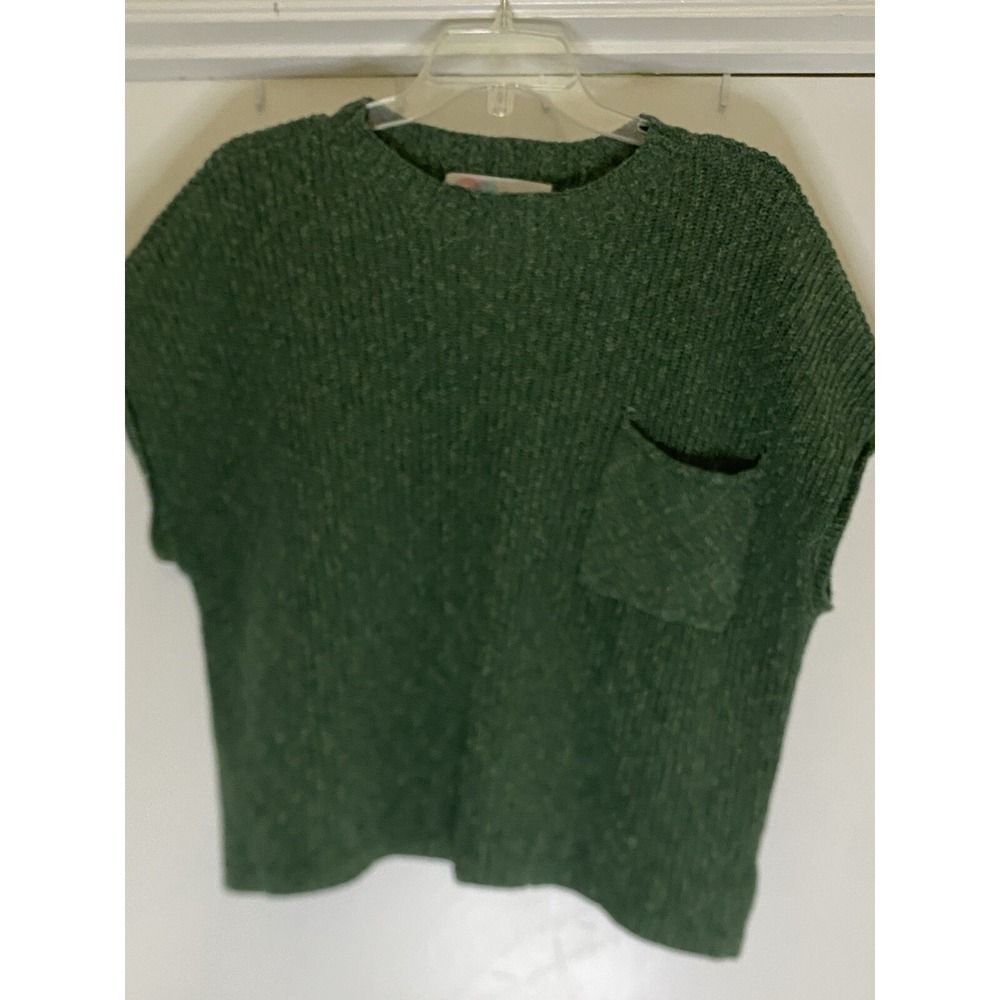 FREE PEOPLE BEACH Green Cotton‎ Ribbed Sleeveless Sweater L Boxy